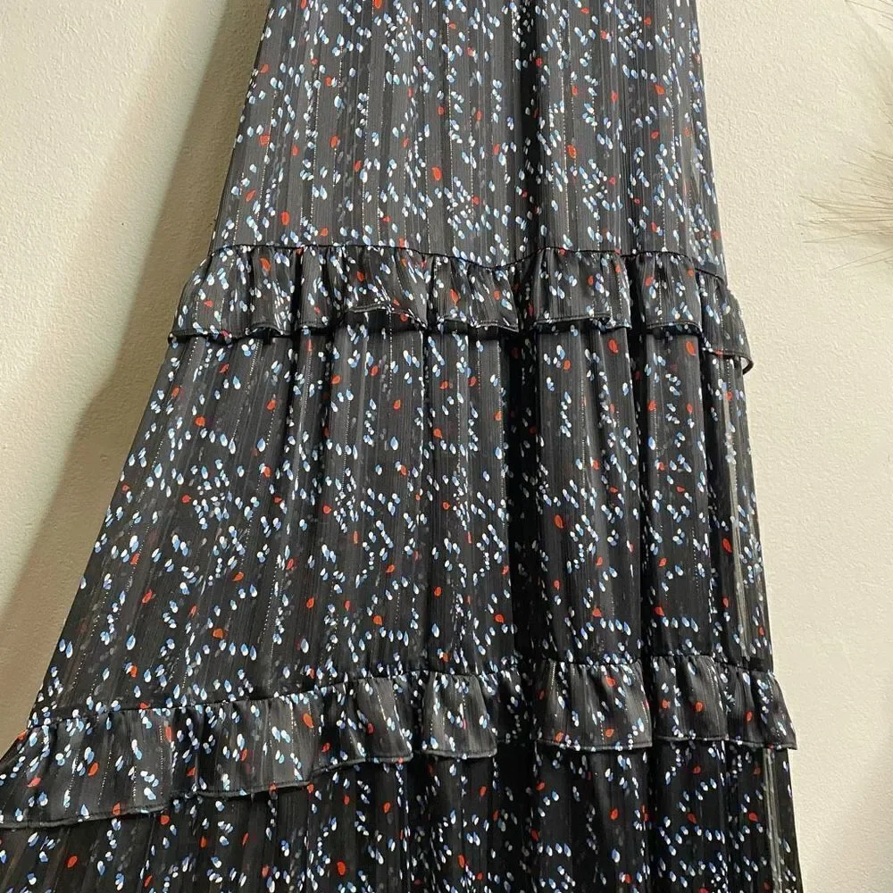 Sabina Musayev Dress Gwen Maxi Flutter‎ Sleeve Black Dotted Maxi Size M - Picture 4 of 13